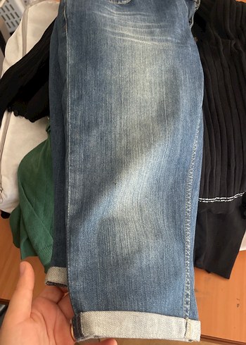 Kadın Gri Mavi Midi Denim Şort - Görsel 3