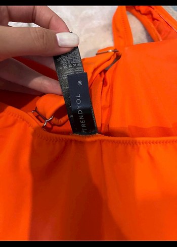 Turuncu Tek Omuzlu Kadın Mayo - Görsel 3