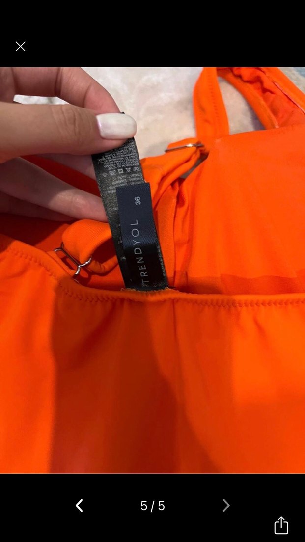 Turuncu Tek Omuzlu Kadın Mayo - Görsel 3