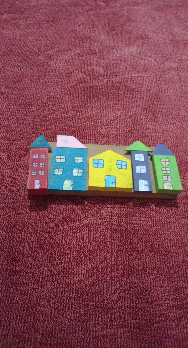 Renkli Çocuk Ahşap Evler Puzzle - Görsel 2