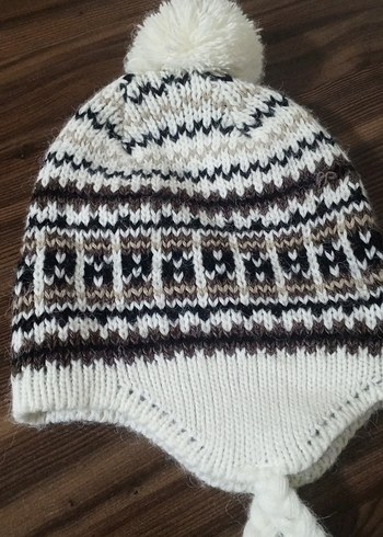 Bohem Tarzı Beyaz Gri Örgü  Bere - Görsel 2