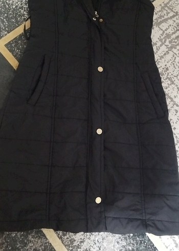 fermuar lı Siyah Uzun Kadın Yelek - Görsel 4