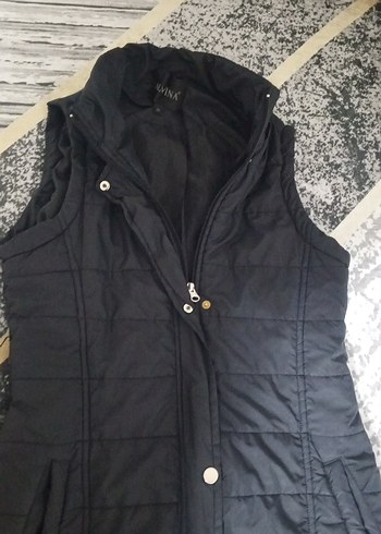 fermuar lı Siyah Uzun Kadın Yelek - Görsel 2