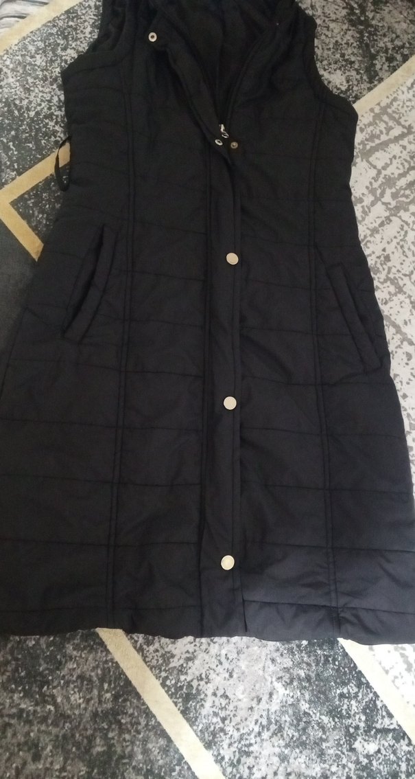 fermuar lı Siyah Uzun Kadın Yelek - Görsel 4