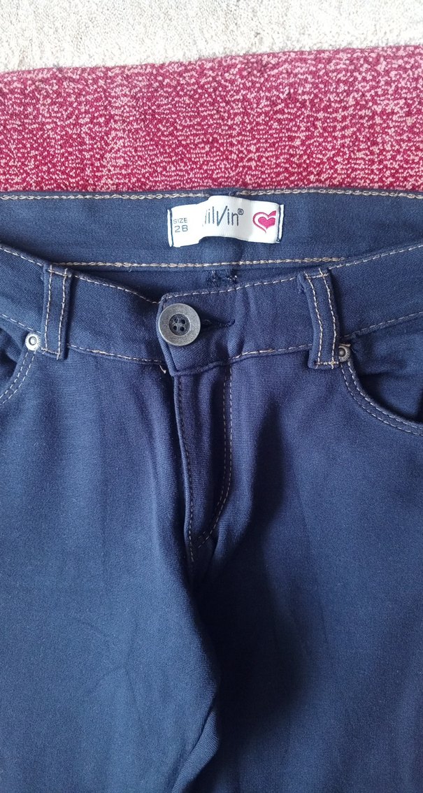 Kadın Lacivert Dar Kesim Denim Pantolon - Görsel 2