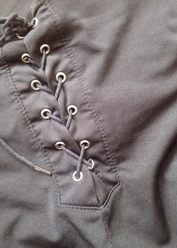 Kadın Siyah Bel Bağcıklı Tayt - Görsel 4