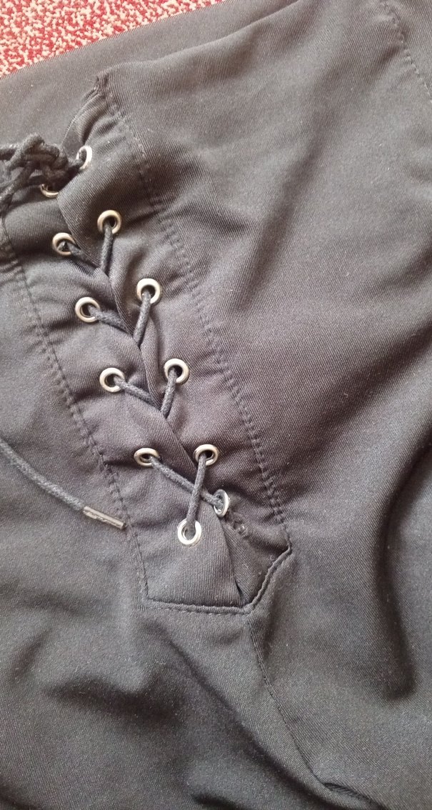 Kadın Siyah Bel Bağcıklı Tayt - Görsel 4