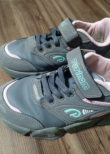 Gri Kız Çocuk Sneakers Velcro Bantlı - Görsel 3