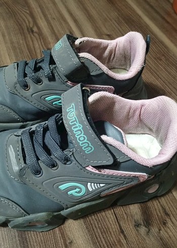 Gri Kız Çocuk Sneakers Velcro Bantlı - Görsel 4