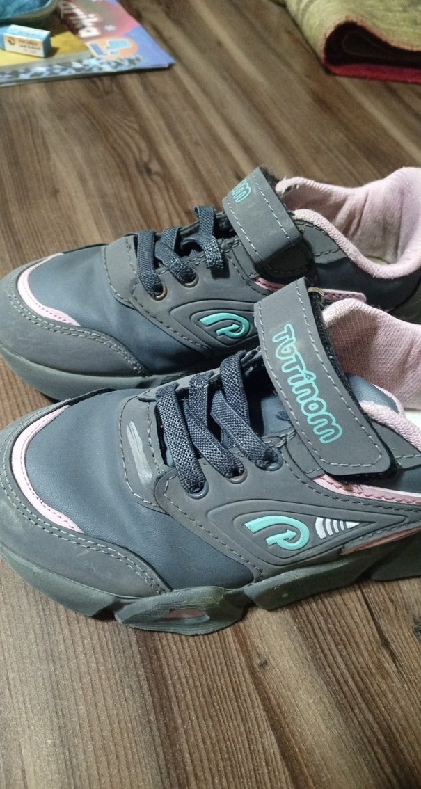 Gri Kız Çocuk Sneakers Velcro Bantlı - Görsel 3