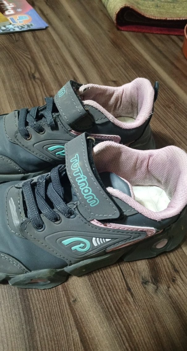 Gri Kız Çocuk Sneakers Velcro Bantlı - Görsel 4