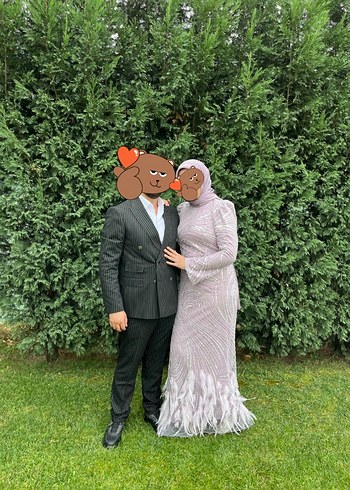 42 Beden Pastel lila tonlarında zarif abiye elbise
