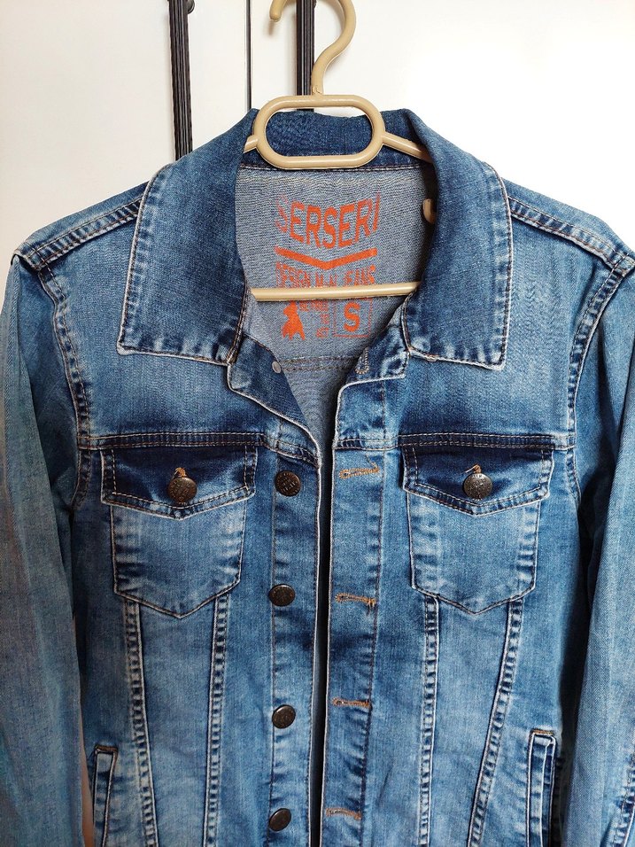 Düğmeli Mavi Kadın Denim Ceket - Görsel 3