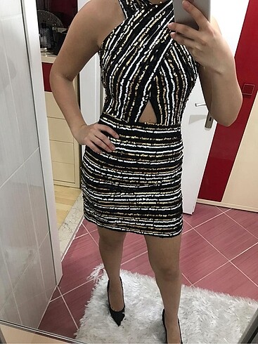 xs Beden çeşitli Renk Payetli Elbise
