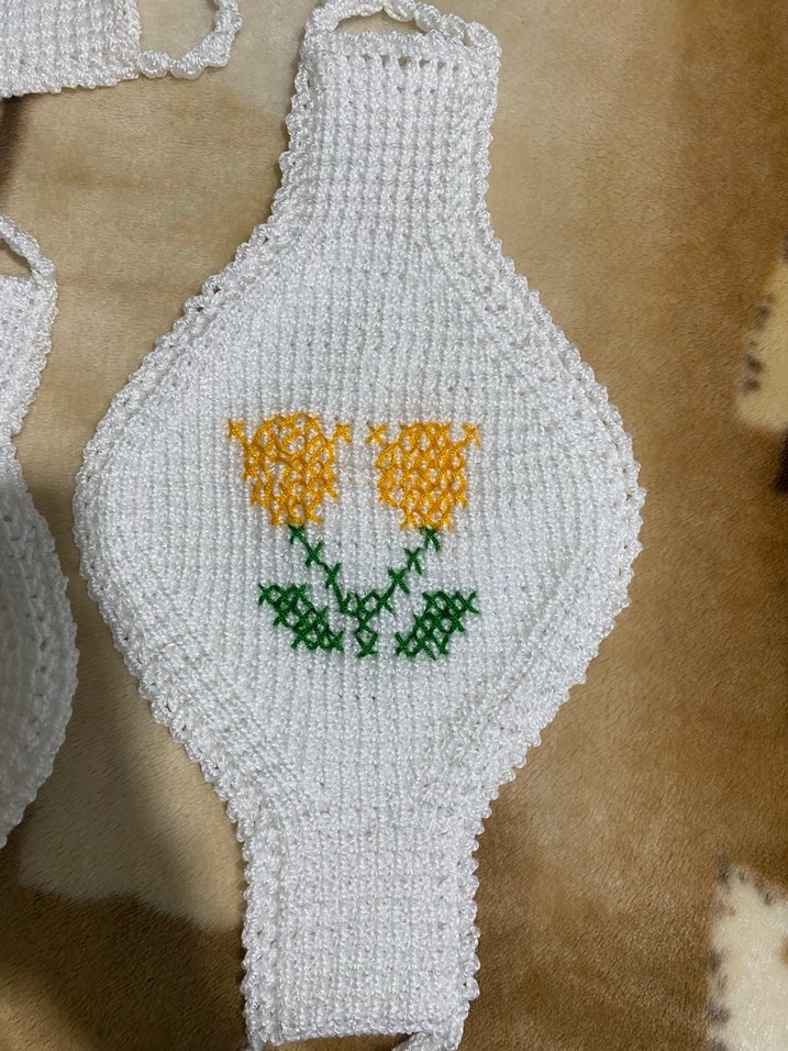 Nakışlı Beyaz Banyo çeyizlik lif 1 adet fiyatıdır,6 adet 500 - Görsel 2