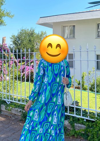 Turkuaz Renkli Bohem Uzun Elbise - Görsel 2