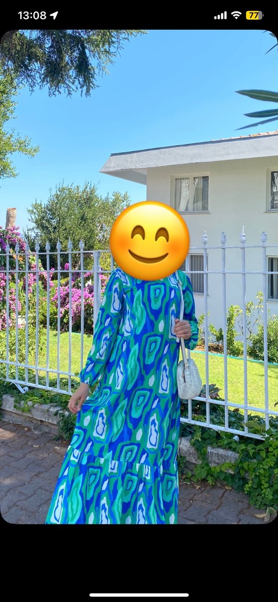 Turkuaz Renkli Bohem Uzun Elbise - Görsel 2