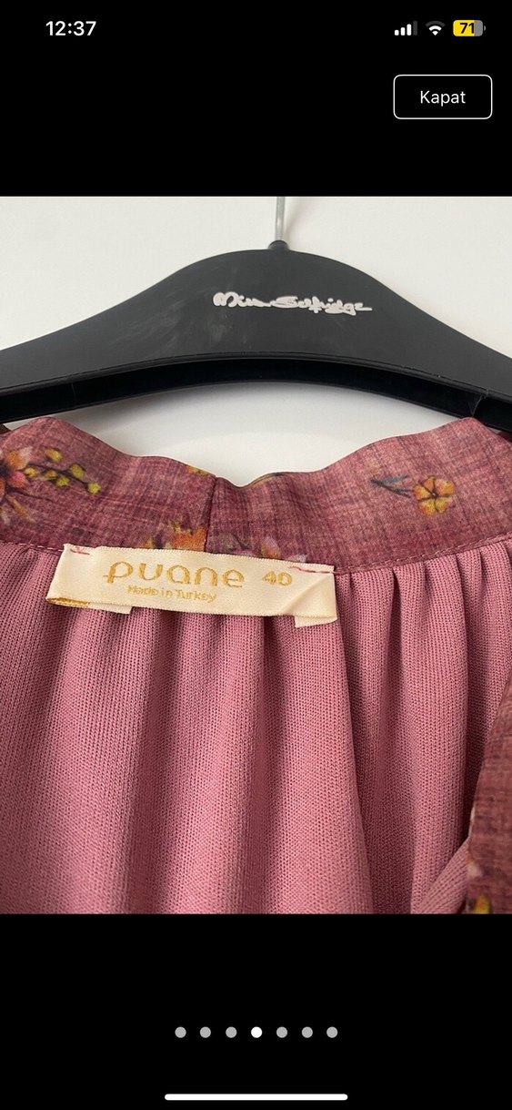 Bordo  pembe tonlarında Uzun Elbise Fırfırlı - Görsel 4