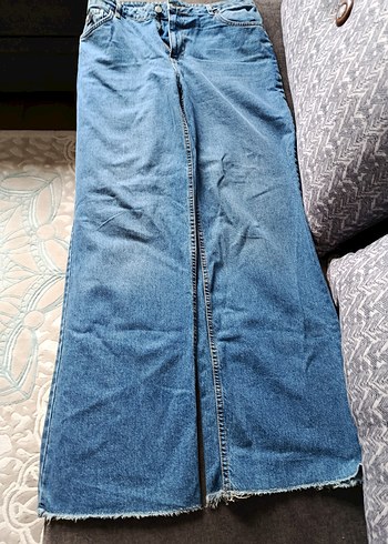 Mavi Kot Pantolon, Kemerli, Midi Boy - Görsel 3