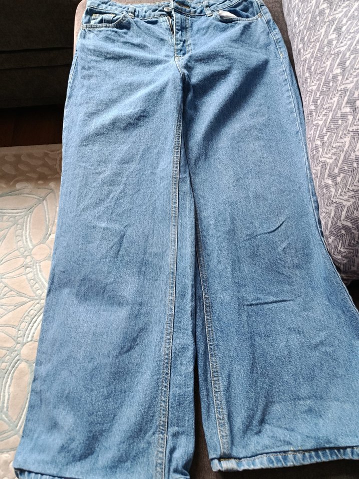 Düğmeli Mavi Kadın Denim Pantolon - Görsel 2