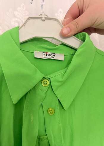 Yeşil Düğmeli Keten Gömlek - Görsel 3