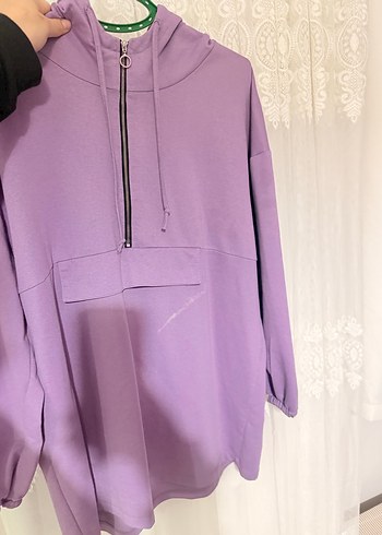 Mor Fermuarlı Kadın Sweatshirt - Görsel 3