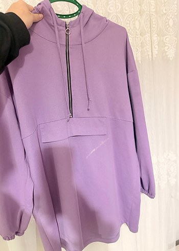 Mor Fermuarlı Kadın Sweatshirt - Görsel 2