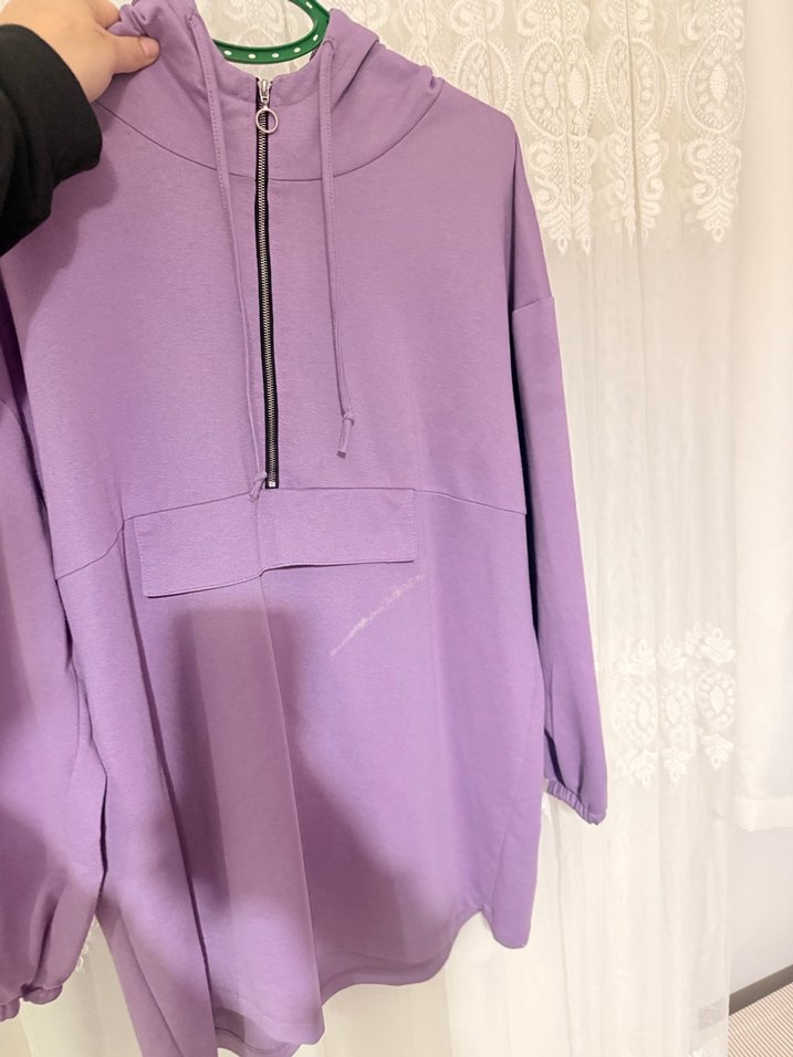 Mor Fermuarlı Kadın Sweatshirt - Görsel 3