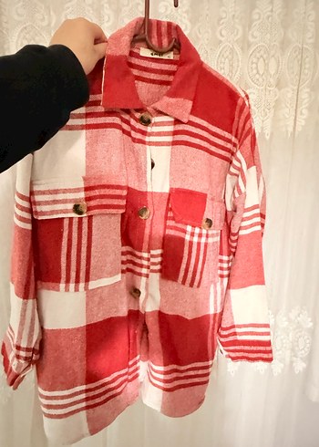 Düğmeli Kırmızı Kareli Pamuklu Kadın Gömlek - Görsel 3