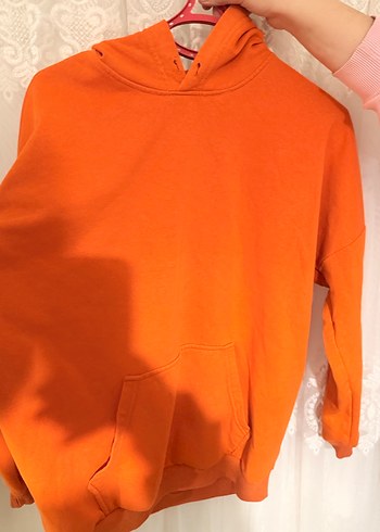 Turuncu Kapüşonlu Kadın Sweatshirt - Görsel 3