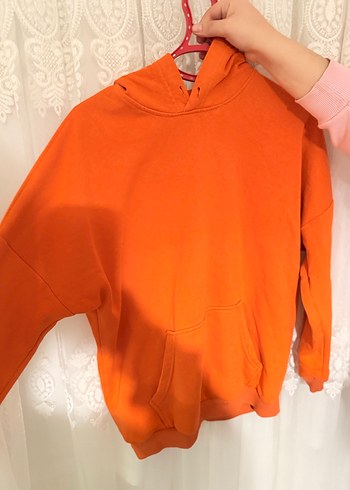 Turuncu Kapüşonlu Kadın Sweatshirt - Görsel 4