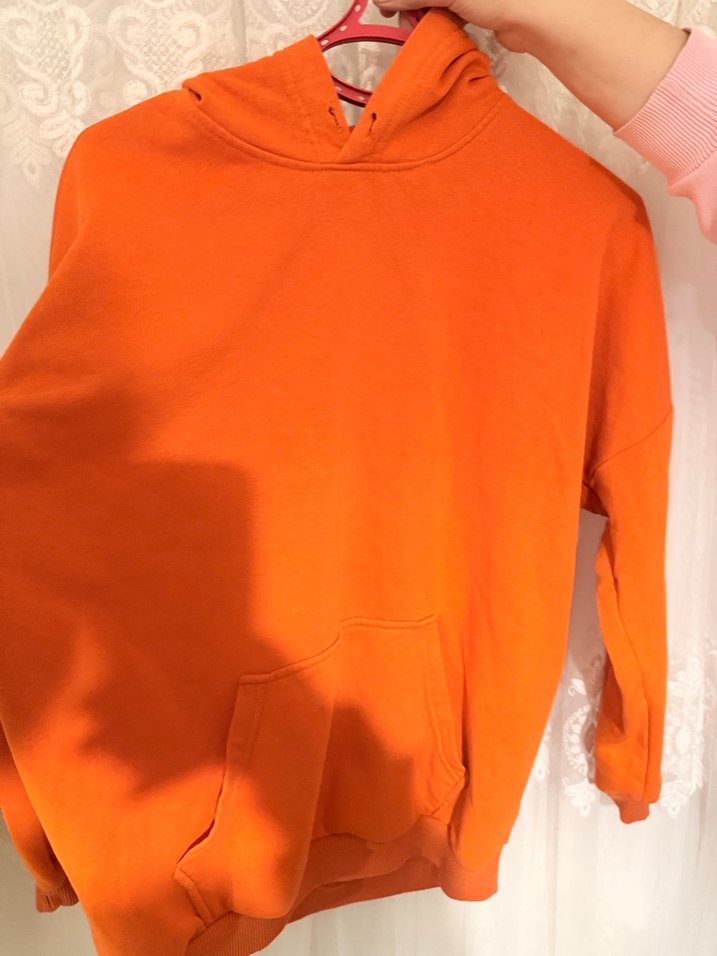 Turuncu Kapüşonlu Kadın Sweatshirt - Görsel 3