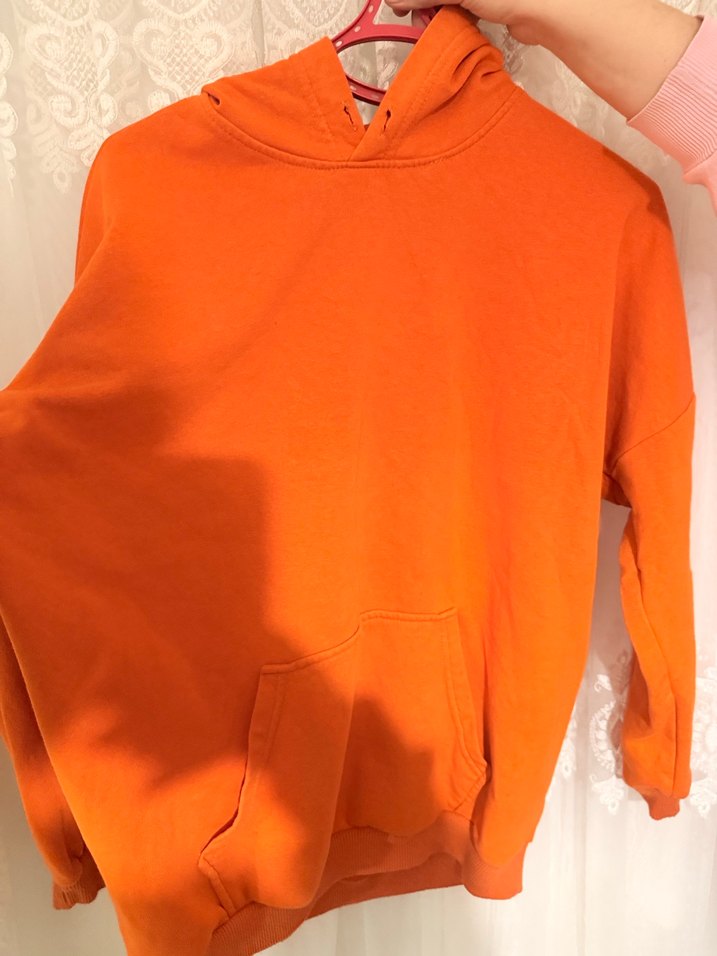 Turuncu Kapüşonlu Kadın Sweatshirt - Görsel 2