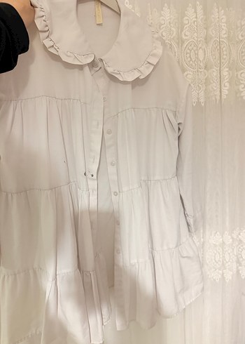 Fırfırlı Beyaz Hamile Bluzu - Görsel 2