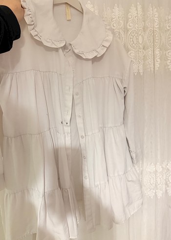 Fırfırlı Beyaz Hamile Bluzu - Görsel 3