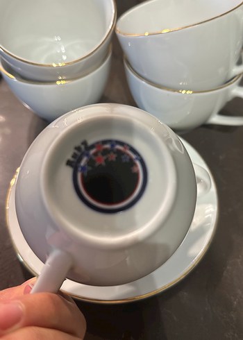 Altın Detaylı Beyaz Porselen Fincan Takımı - Görsel 3