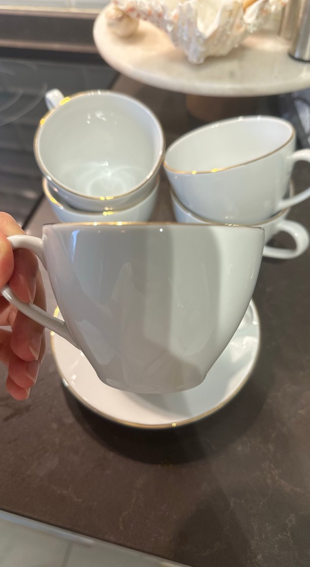 Altın Detaylı Beyaz Porselen Fincan Takımı - Görsel 2