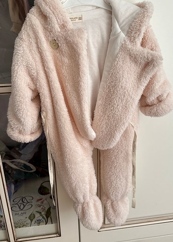 Kürklü Bebek Kız Tulumu, Pembe - Görsel 2