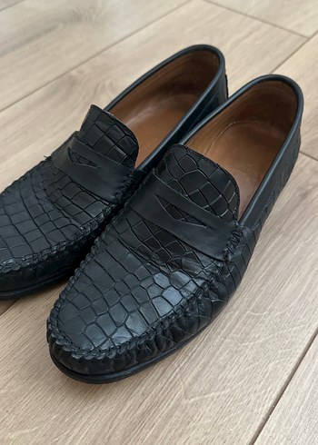 Derimod Derimod Klasik Siyah Deri Yılan Desenli Tokalı Erkek Loafer
