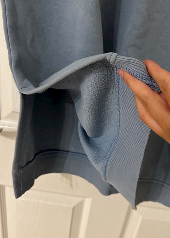 Buz mavi Uzun Kollu Kadın Sweatshirt Midi Boy - Görsel 3