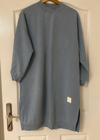 Buz mavi Uzun Kollu Kadın Sweatshirt Midi Boy - Görsel 2