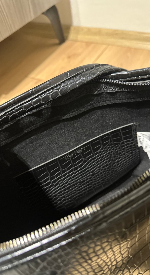 Klasik Siyah Yılan Derisi Desenli Deri Çanta - Görsel 2