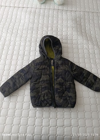 Çocuk Kamuflaj Desenli Kışlık Fermuarlı Mont