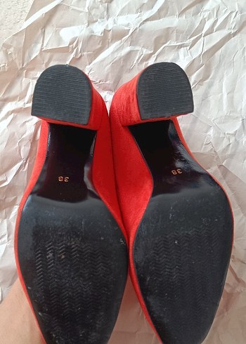 38 Beden kırmızı Renk Klasik Kırmızı Süet Topuklu Stiletto