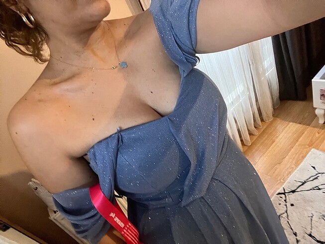 xl Beden mavi Renk Abiye simli mavi elbise