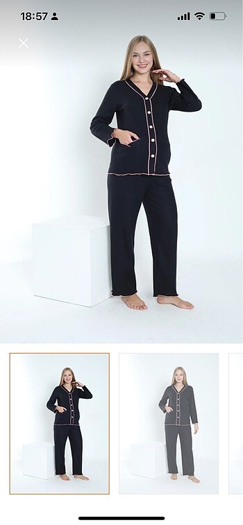 Siyah hamile pamuklu pijama takımı