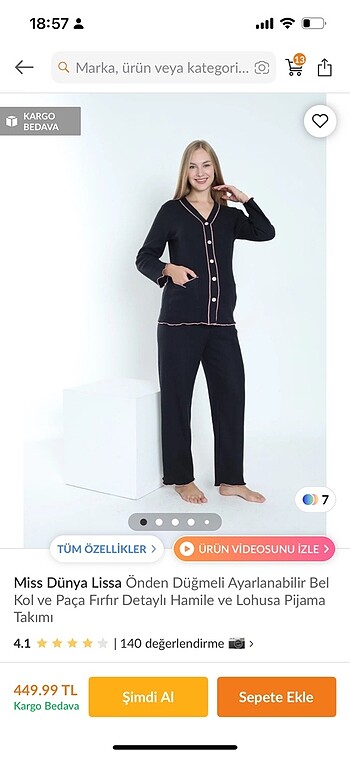 Diğer Siyah hamile pamuklu pijama takımı