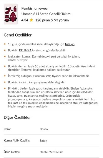 Diğer Çeyizlik saten gecelik Takımı