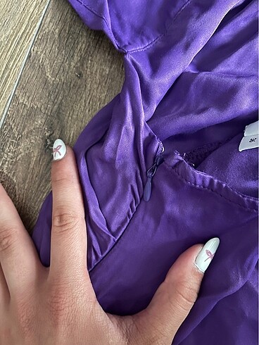 s Beden mor Renk NA-KD Mor Mini Sırt Detaylı Elbise