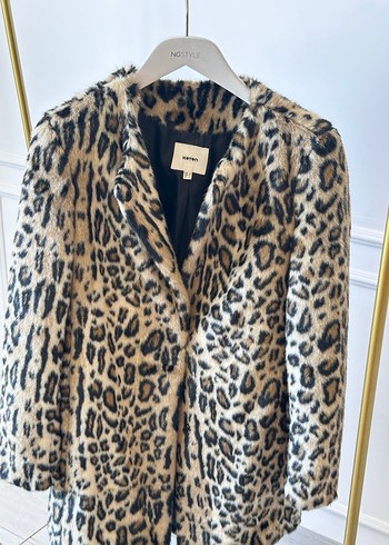 Leopar Desenli Kadın Suni Kürk Midi Ceket - Görsel 3